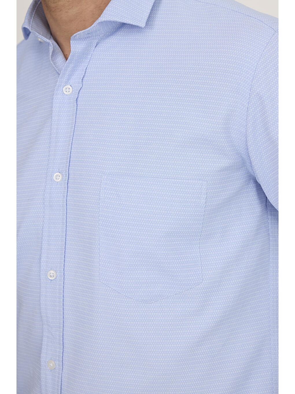 Erkek Regular Fit Klasik Kesim Desenli Mavi Gömlek-2