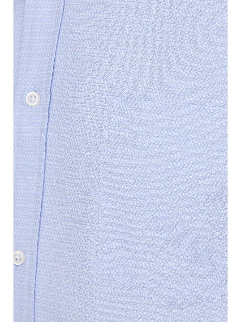 Erkek Regular Fit Klasik Kesim Desenli Mavi Gömlek-5