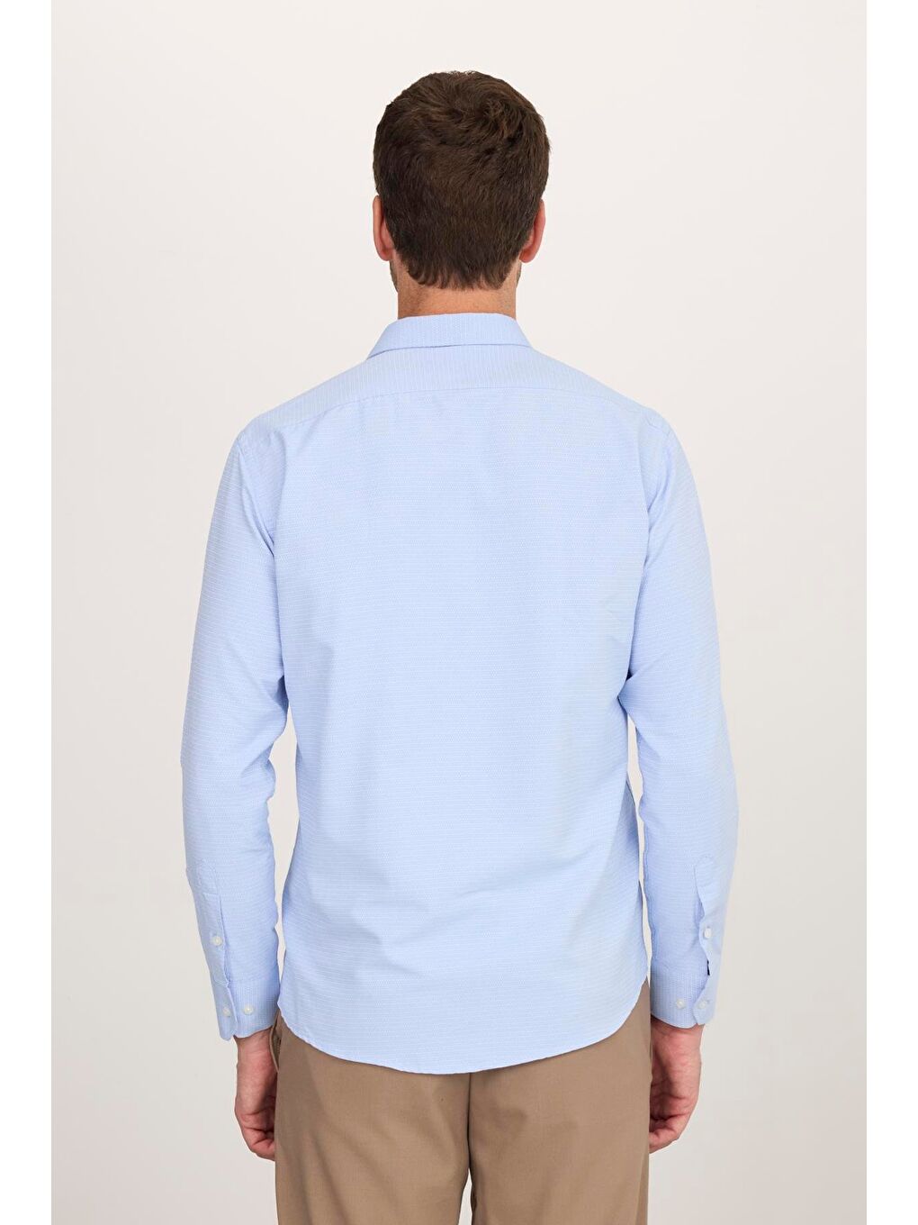 Erkek Regular Fit Klasik Kesim Desenli Mavi Gömlek-6