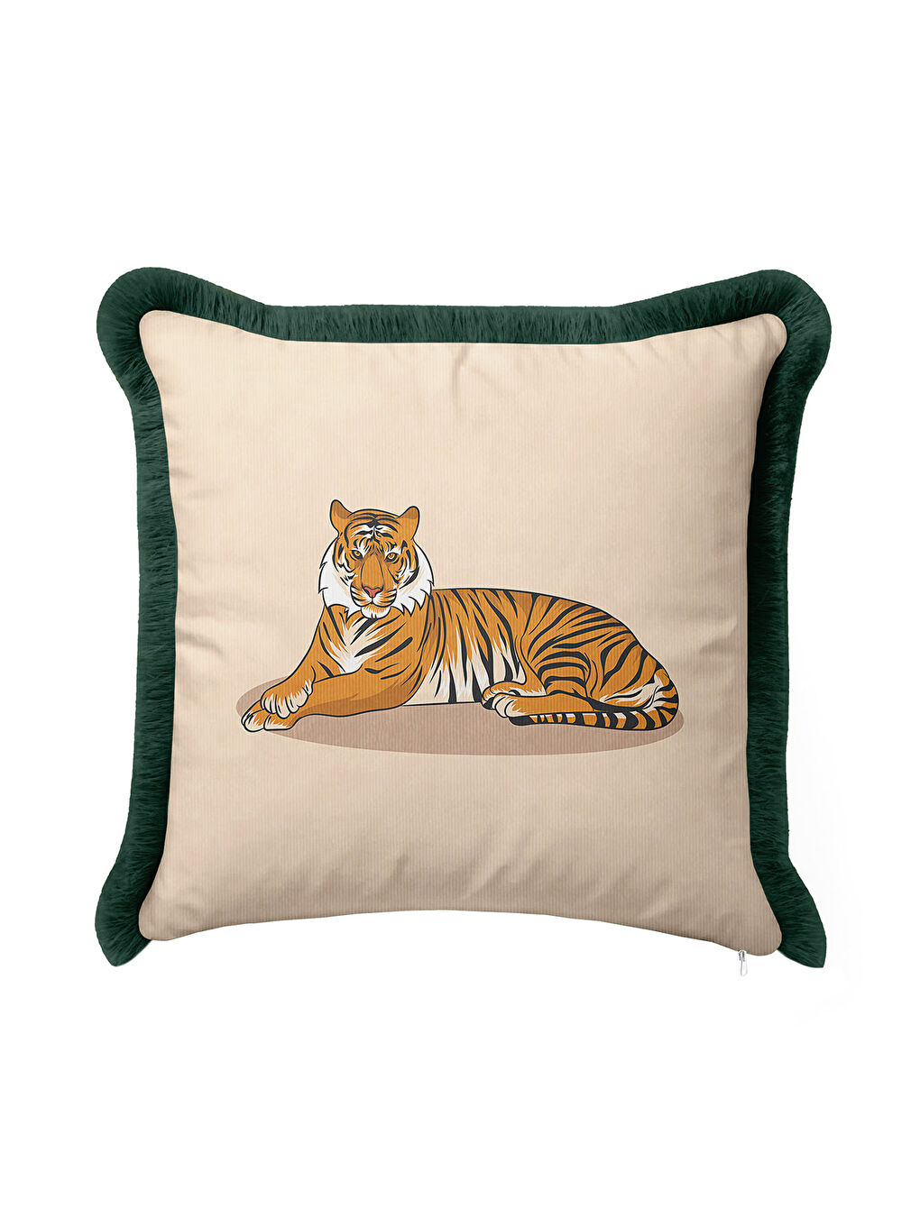 Karışık Vahşi Zarafet Saçaklı Yastık Kılıfı - Tropikal Bohem Orman Yeşili Püsküllü Kırlent Kılıfı-1