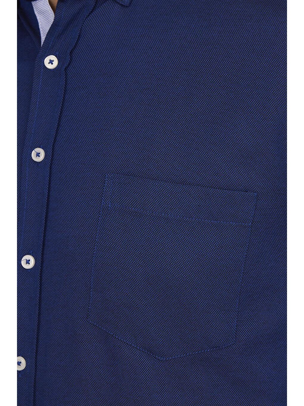 Mavi Klasik Fit Uzun Kollu Düğmeli Yaka Pamuklu Kolay Ütü Oxford Düz Erkek Gömlek-6