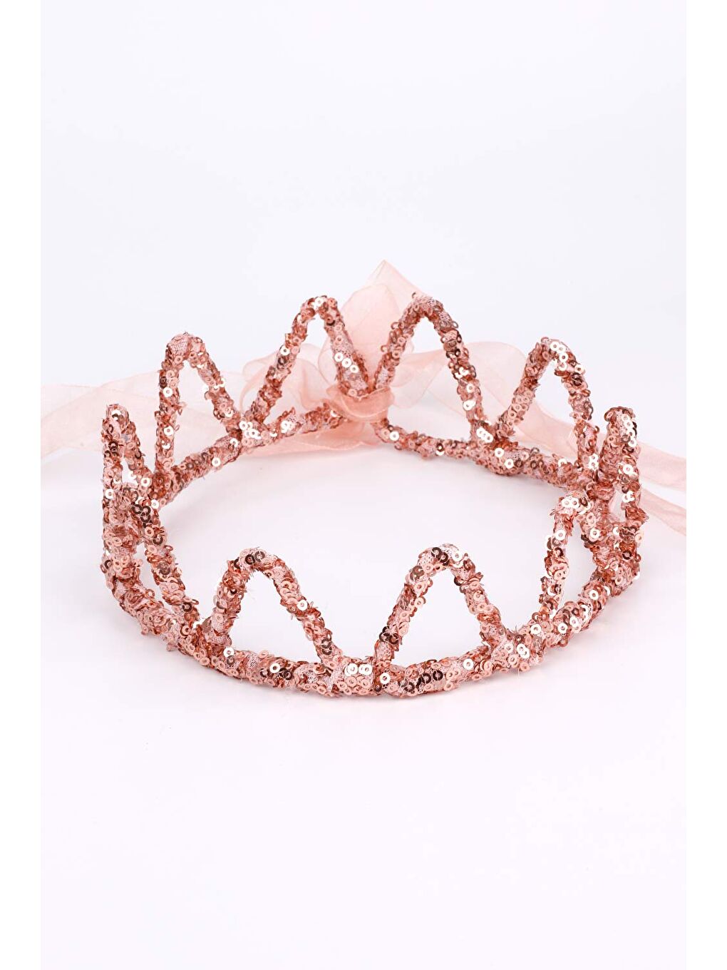 Turuncu Rose Yuvarlak Payetli Kız Çocuk Kraliçe Taç