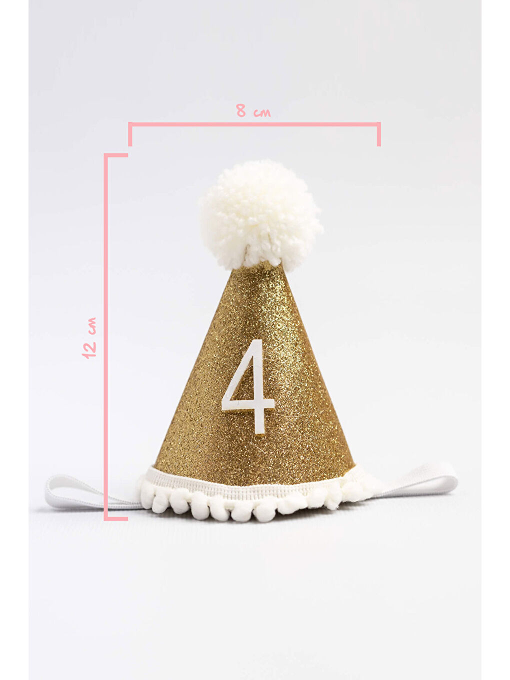 Ekru 4 Yaş Ponponlu Huni Doğum Günü Tacı-1