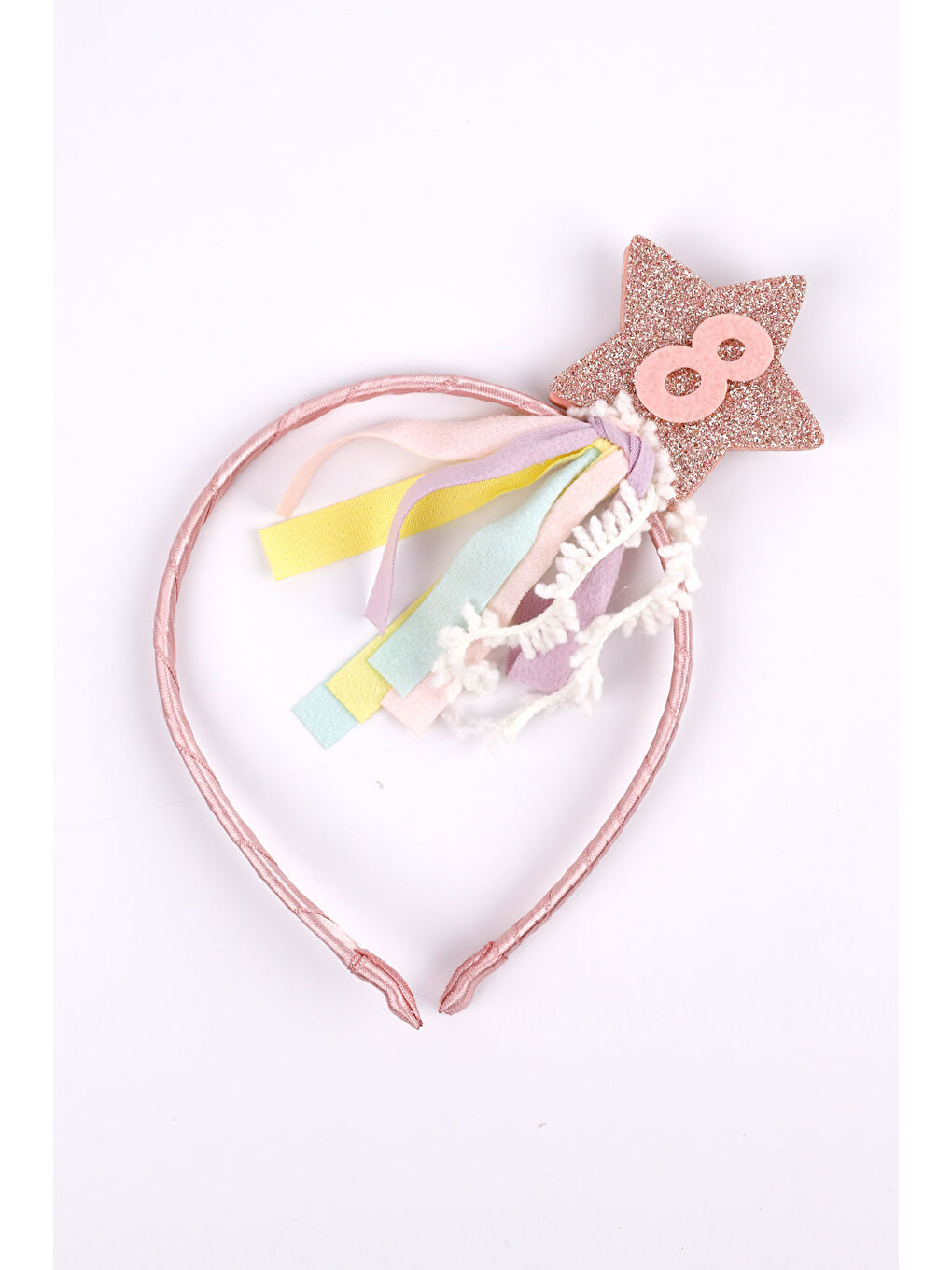 Lila Pudra 8 Yaş Püsküllü Yıldız Kız Çocuk Parti Asa Taç Set-2