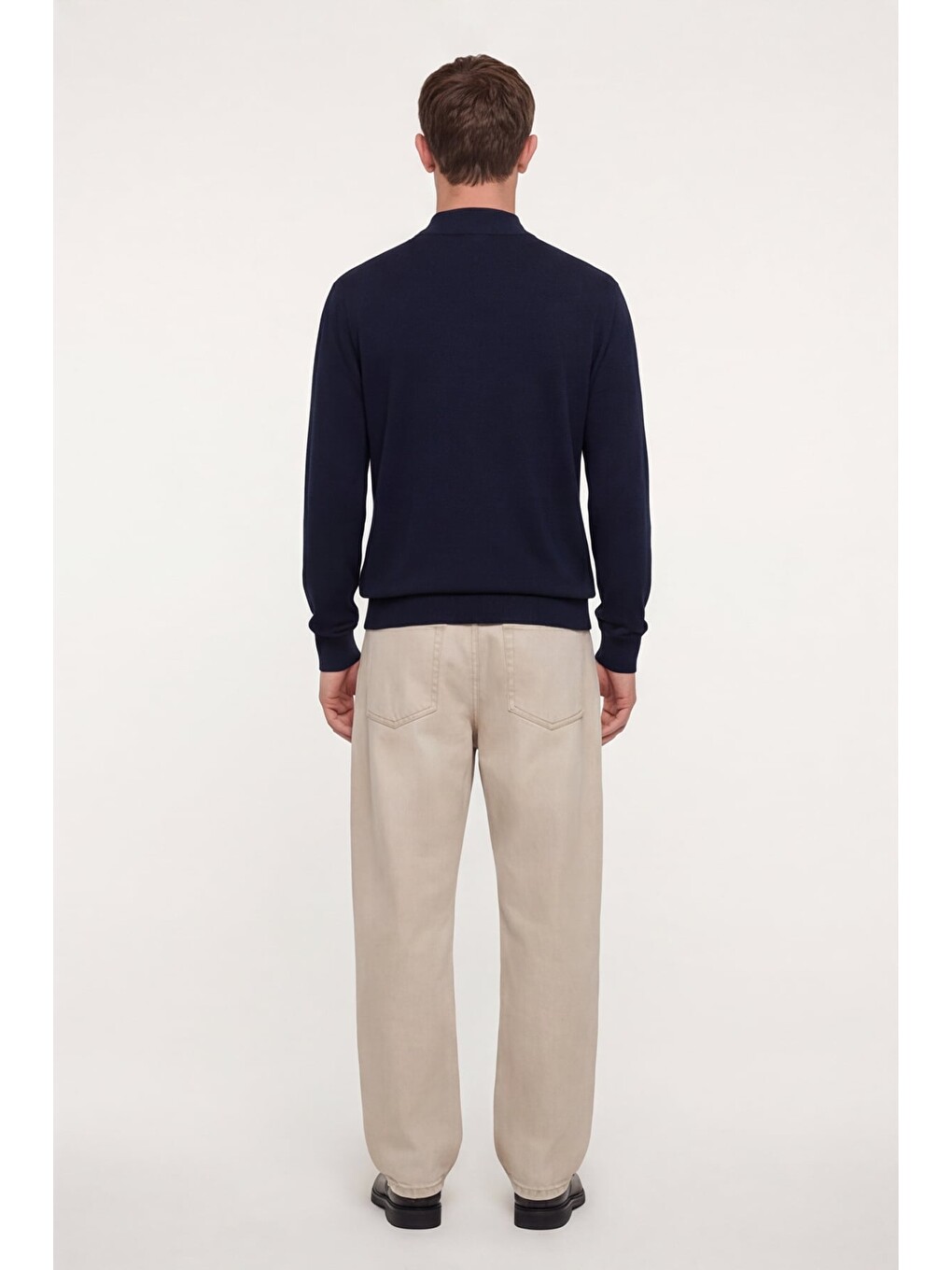 Lacivert Slim Fit Yarım Balıkçı Yaka Yünlü Triko Kazak-3