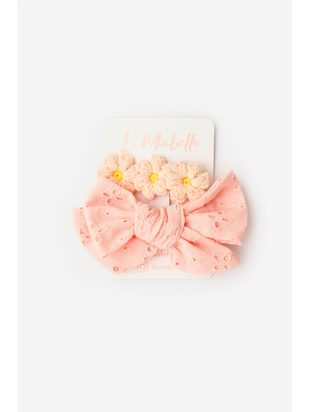 Pembe Somon Fisto Fiyonk Örgü Çiçek 2'li Klips Toka