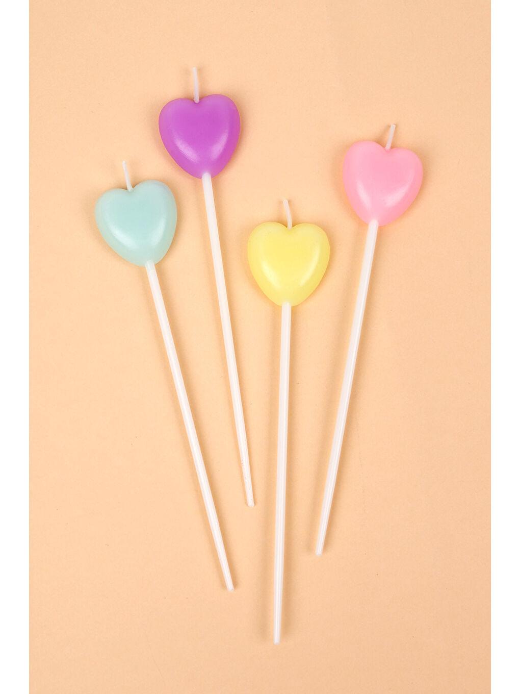 Karışık Çok Renkli 4'lü Kalp Mum-2