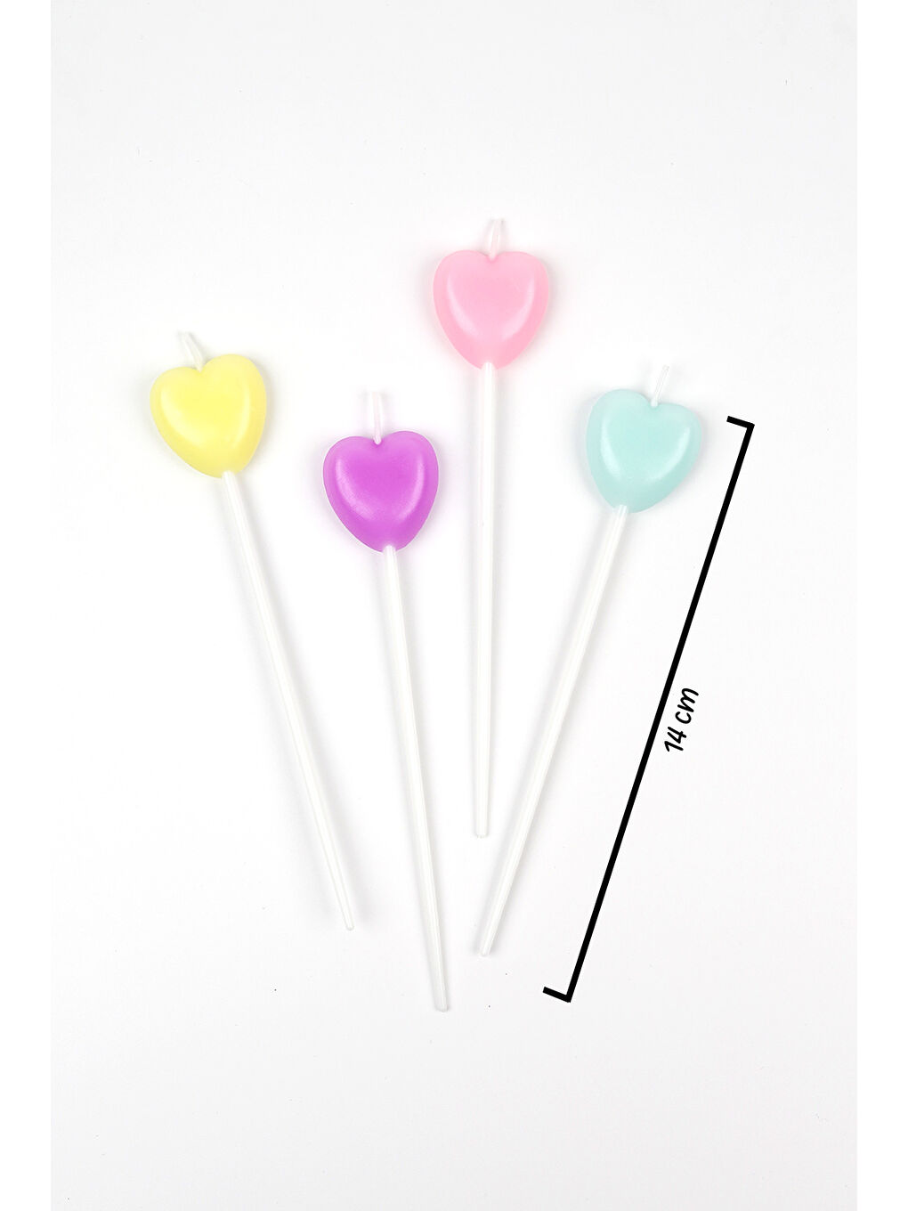 Karışık Çok Renkli 4'lü Kalp Mum-3