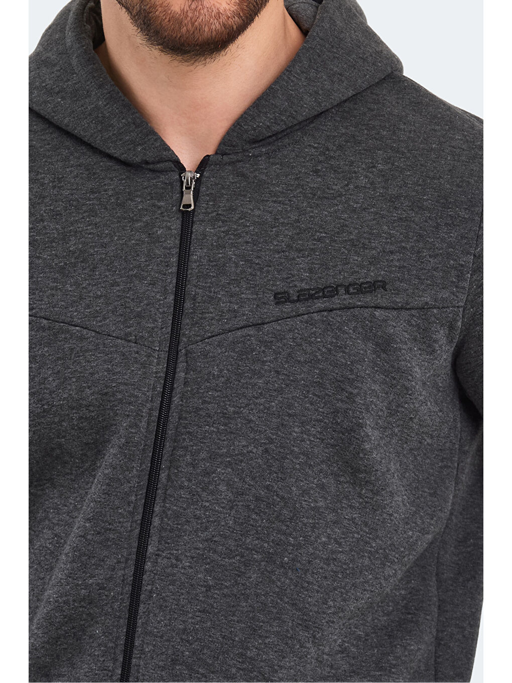 BACK Erkek Fermuarlı Sweatshirt Hırka Antrasit-3