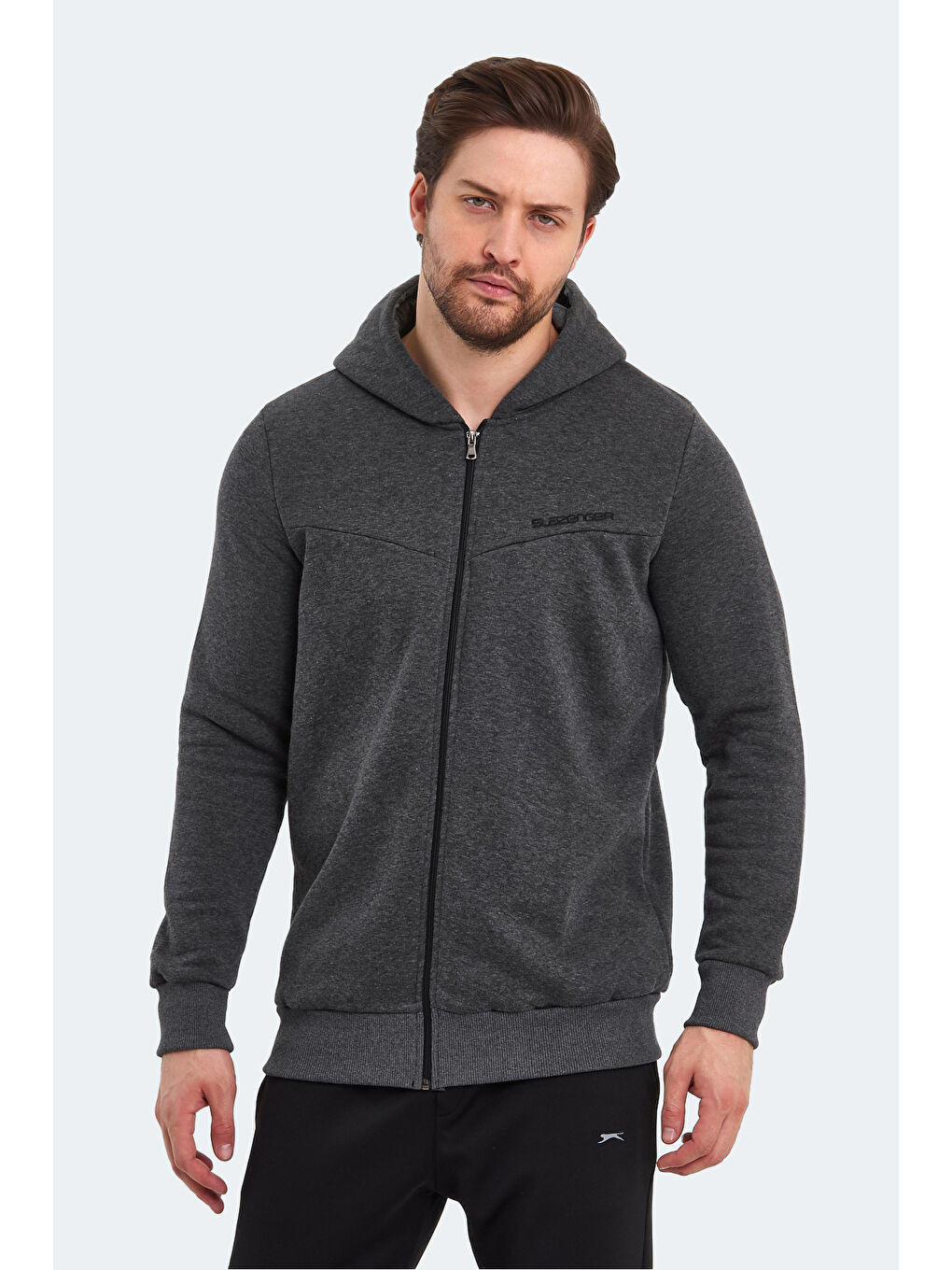 BACK Erkek Fermuarlı Sweatshirt Hırka Antrasit-4