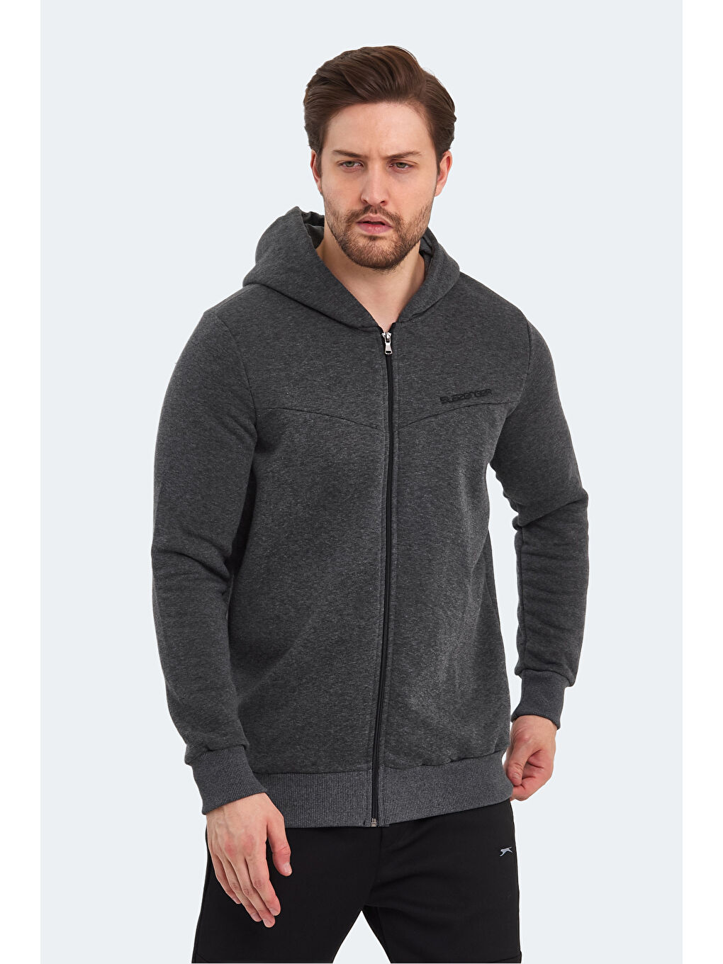 BACK Erkek Fermuarlı Sweatshirt Hırka Antrasit-5