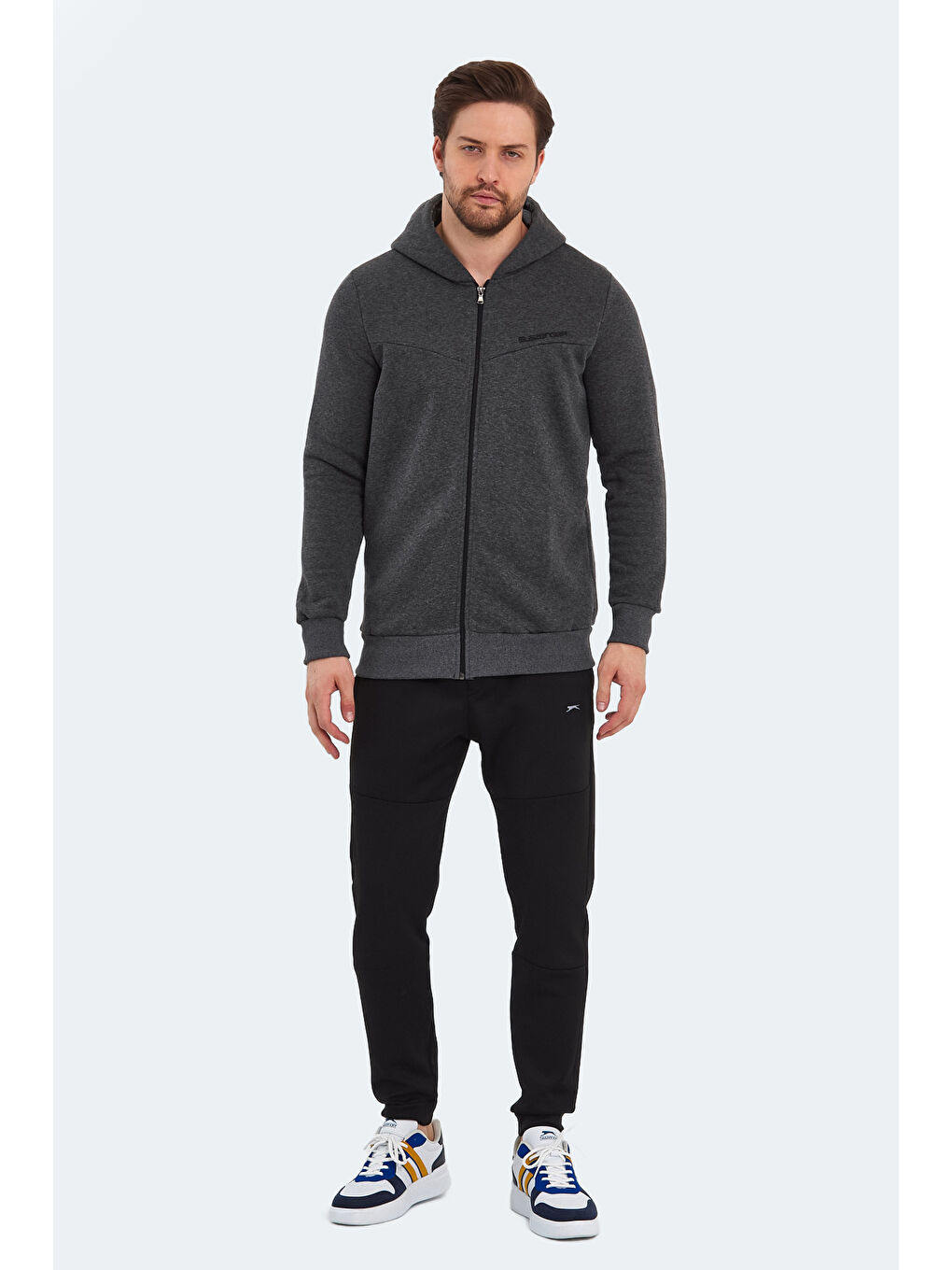 BACK Erkek Fermuarlı Sweatshirt Hırka Antrasit-6