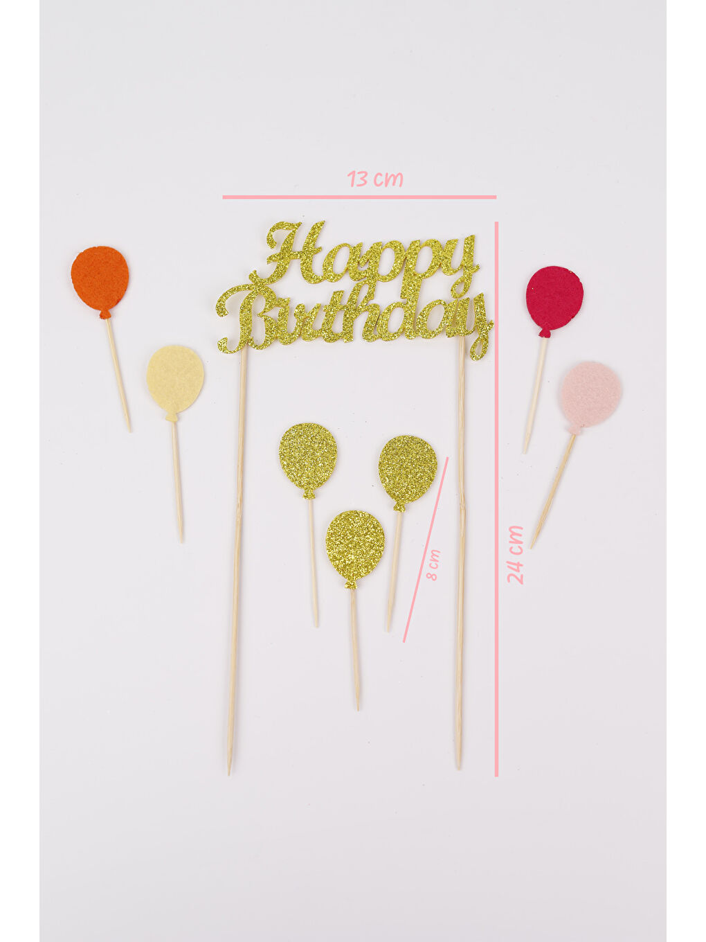 Sarı Altın Happy Birthday Balon Pasta Süsü-2
