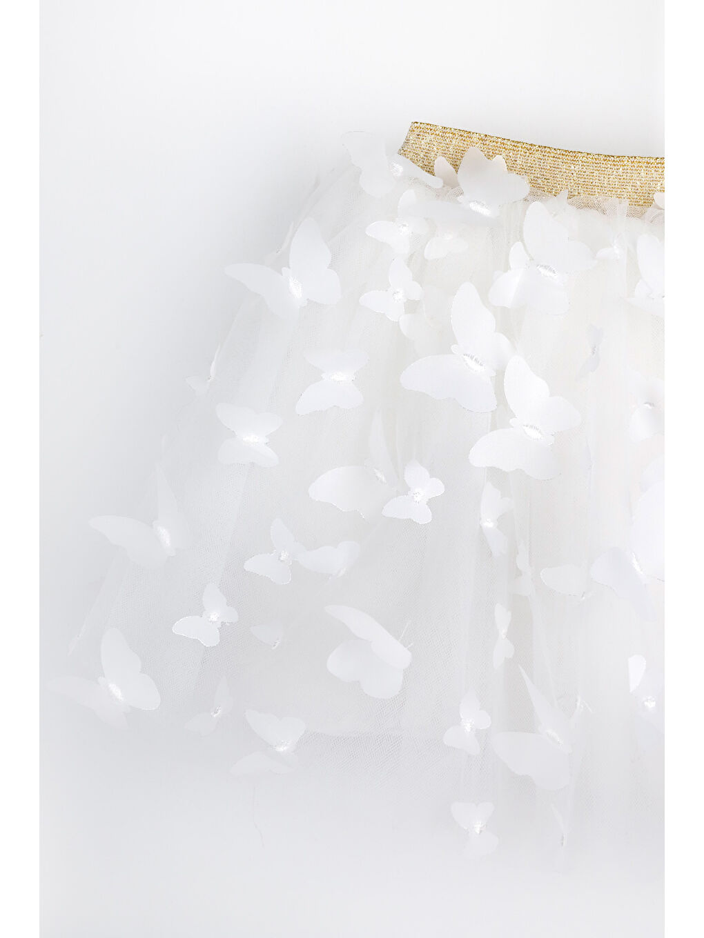 Ekru Kelebek Aplikeli Kız Çocuk Tül Etek - Pauline-2