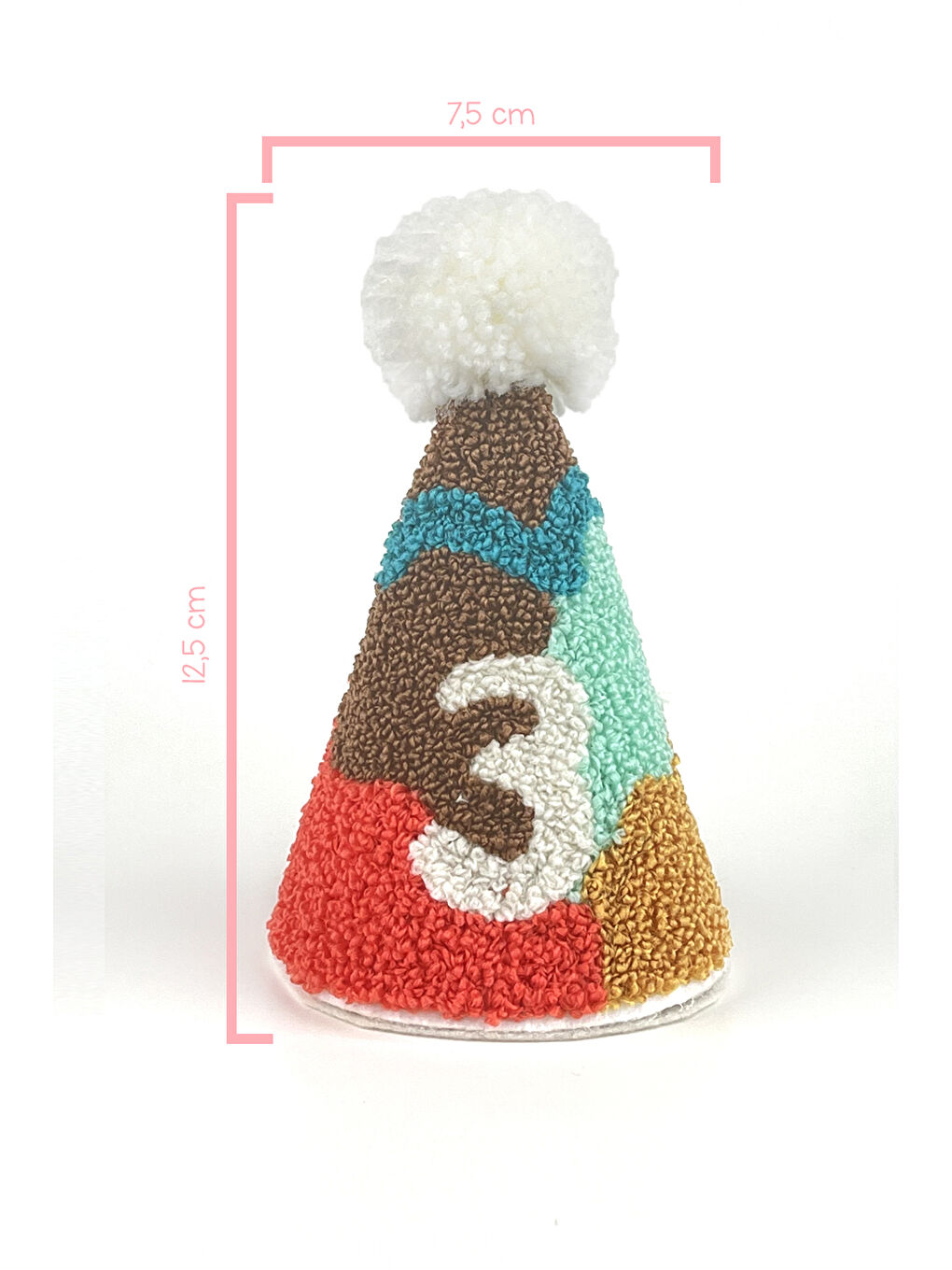 Karışık Çok Renkli Safari Punch Nakışlı 3 Rakamı Huni Doğum Günü Klips Toka-2