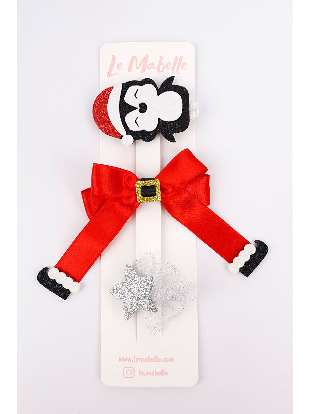 Kırmızı Penguen Figürlü 3'lü Klips Toka Set