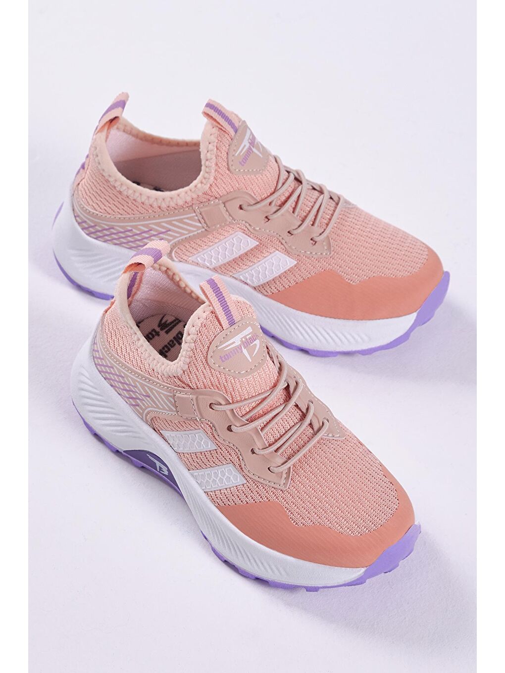 TONNY BLACK Pembe Çocuk Unisex Pudra Lila Rahat Kalıp Nefes Alabilen Kumaş Bağcıklı Sneaker - 2