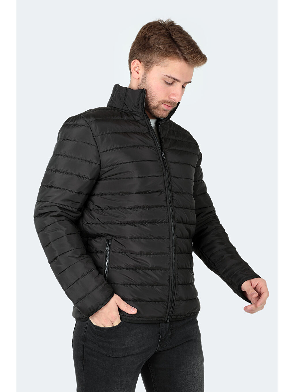 NEVER Erkek Şişme Mont Siyah-3