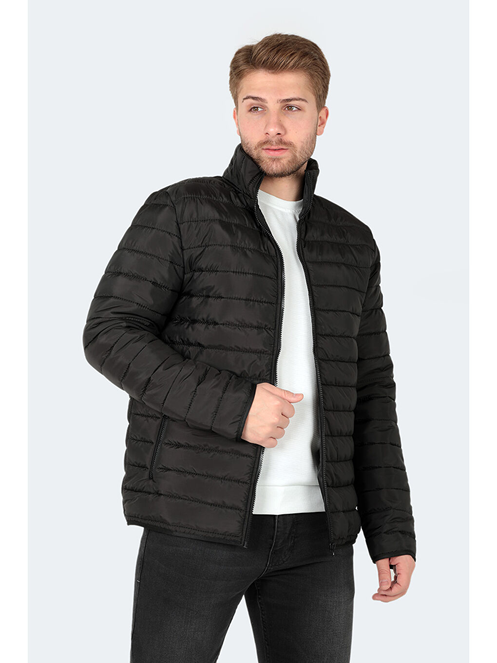 NEVER Erkek Şişme Mont Siyah-5