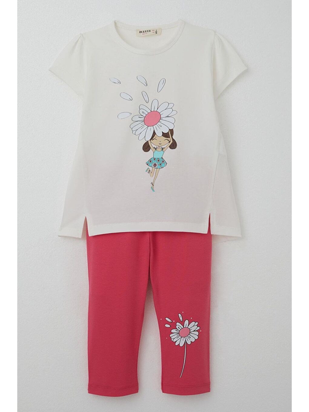 Kız Çocuk Kapri Taytlı Takım Papatya Perisi Ekru (2-5 Yaş)-2