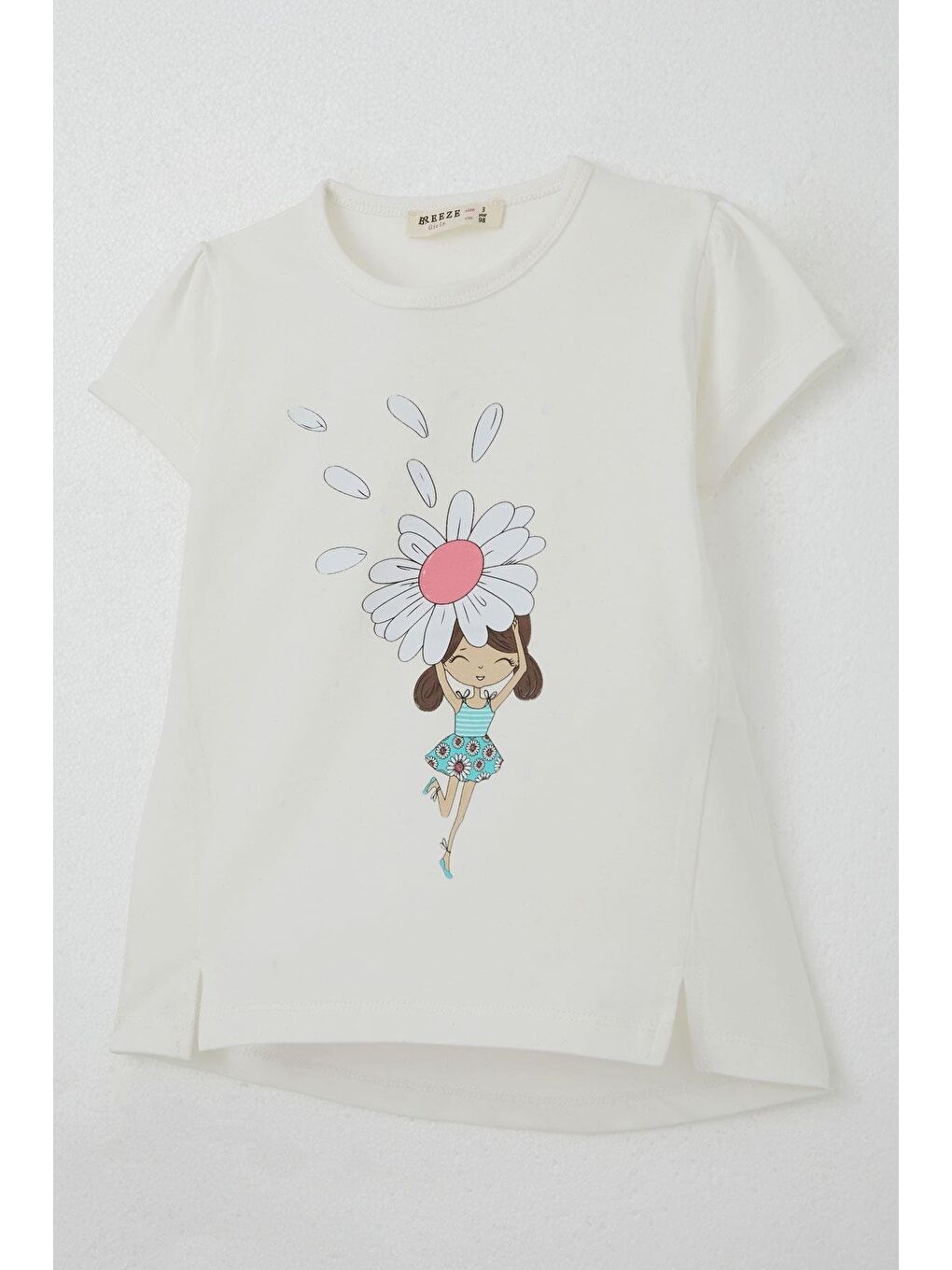 Kız Çocuk Kapri Taytlı Takım Papatya Perisi Ekru (2-5 Yaş)-7