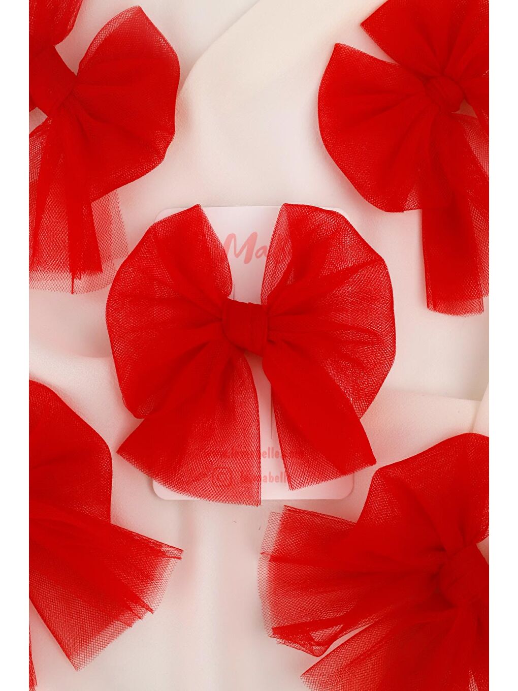 Kırmızı Tül Fiyonk Kız Çocuk Klips Toka