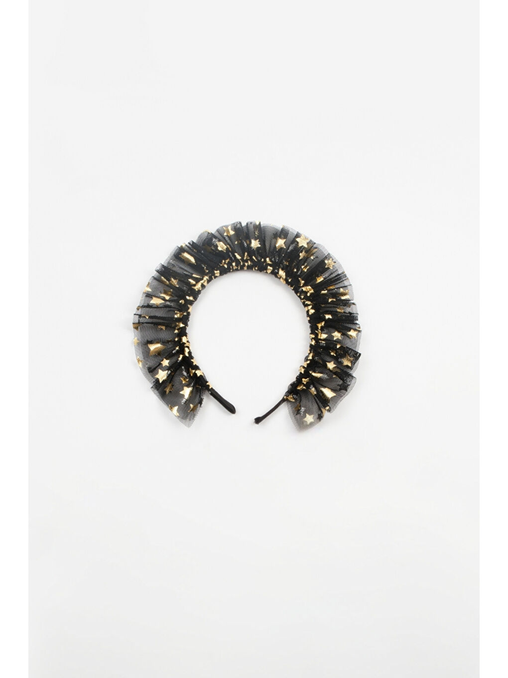 Siyah Üzeri Yıldızlı Kız Çocuk Tül Taç