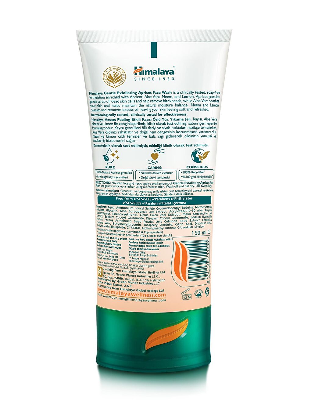 Peeling Etkili Hassas Yüz Temizleme Jeli, Kayısı, Aloe Vera, Parabensiz, Tüm Ciltler, 150 ml-2