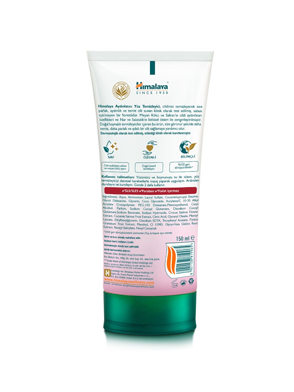 Aydınlatıcı Yüz Temizleyici, Meyan Kökü, Safran, Salatalık, Nar, Parabensiz, Tüm Ciltler, 150 ml-2