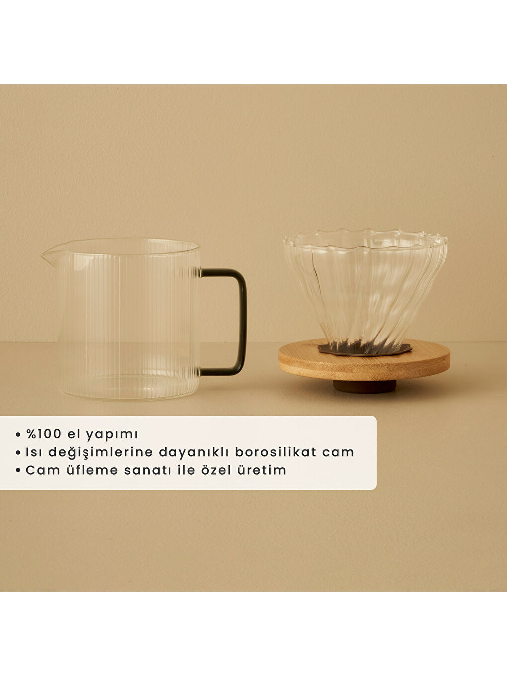Bella Maison Bej Tabarise Filtre Kahve Demliği Naturel (600 cc) - 1