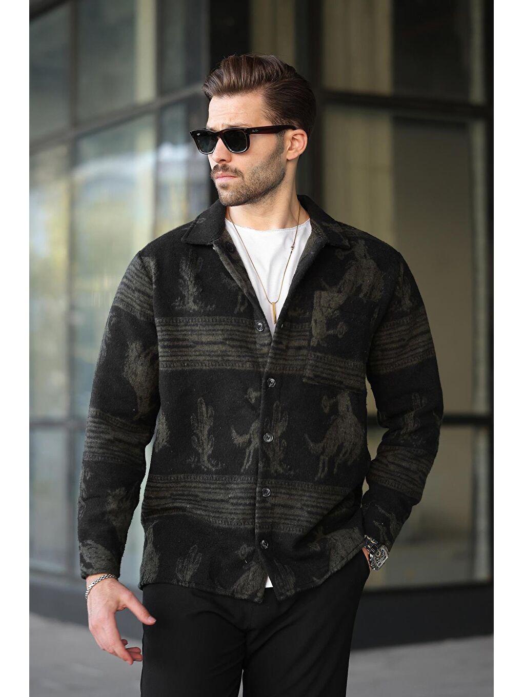 Haki Desenli Oduncu Erkek Gömlek 6727-1