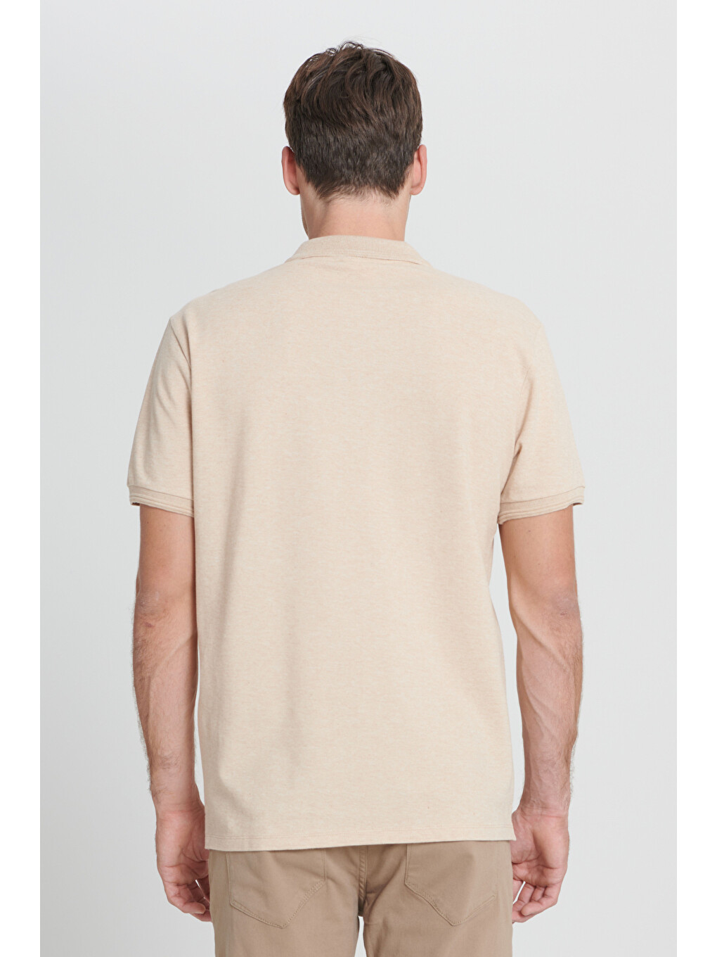 Kahverengi Erkek Sütlü Kahve-Ekru Slim Fit Dar Kesim %100 Pamuk Polo Yaka Tişört-4