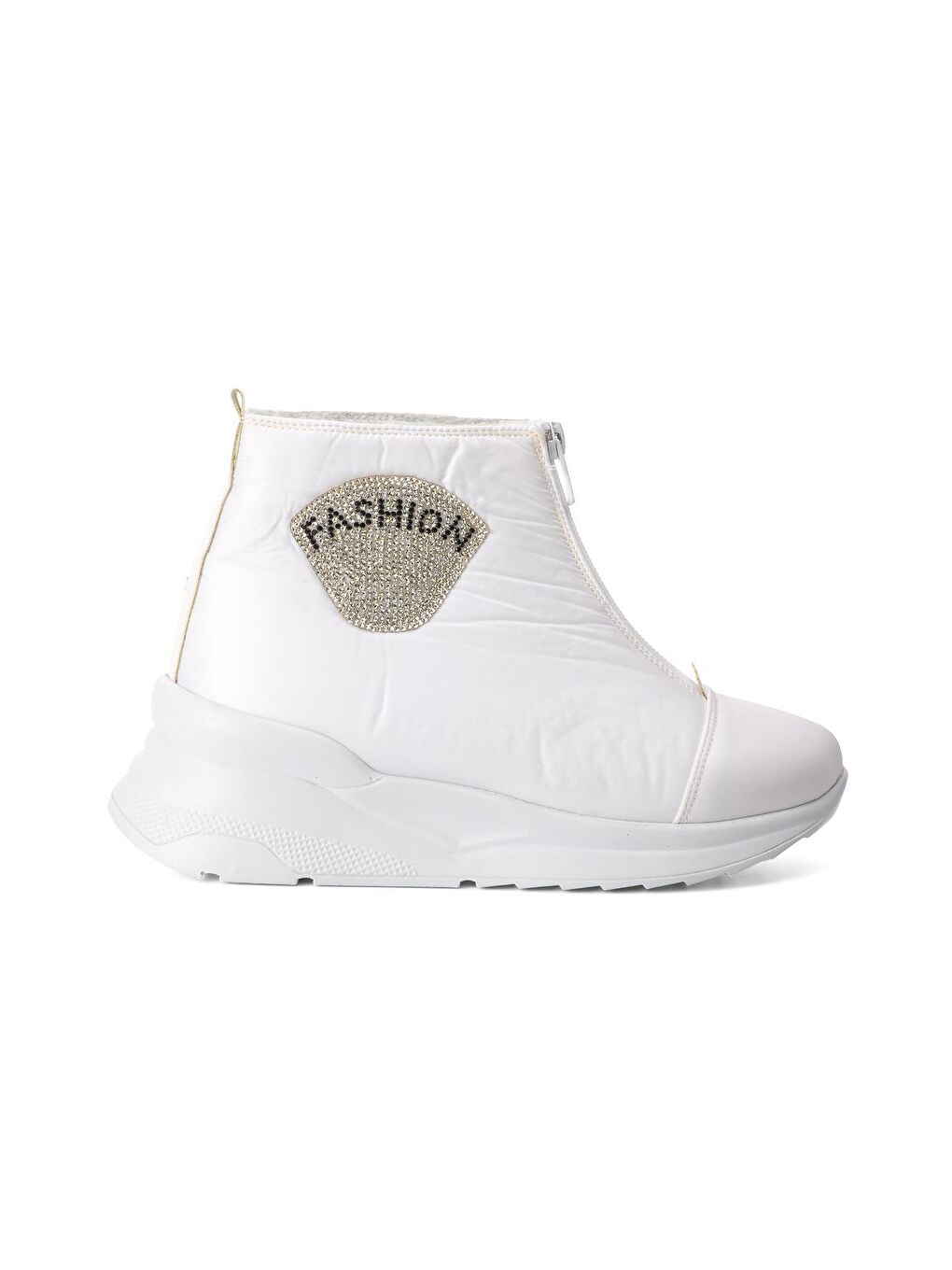 844 Beyaz İçi Kürklü Su İtici Kadın Kar Botu