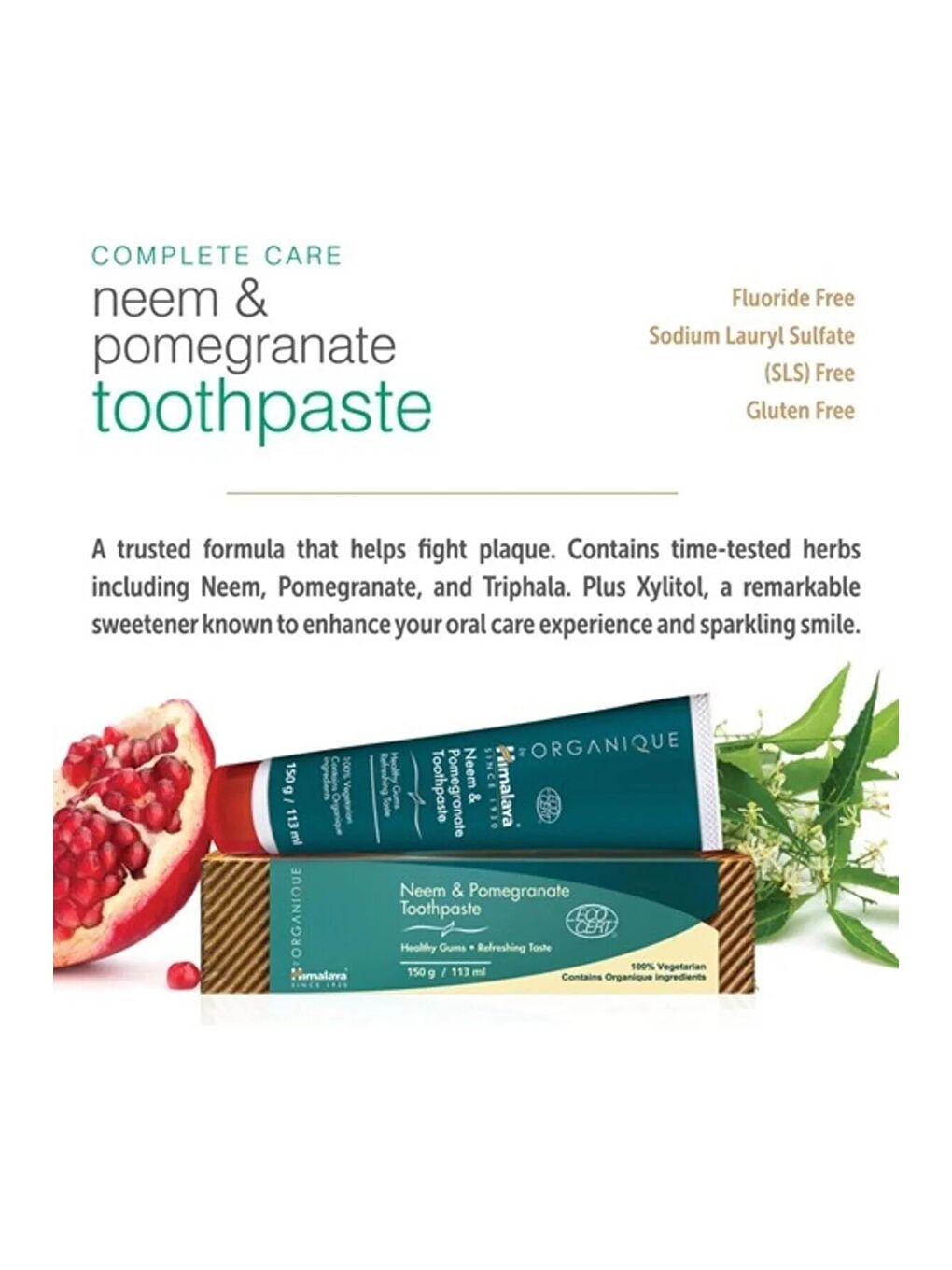 Organik Diş Macunu, Neem Ve Nar Özlü, Florürsüz, Glutensiz, Sls Ve Parabensiz, 150 Gr 113 Ml-6