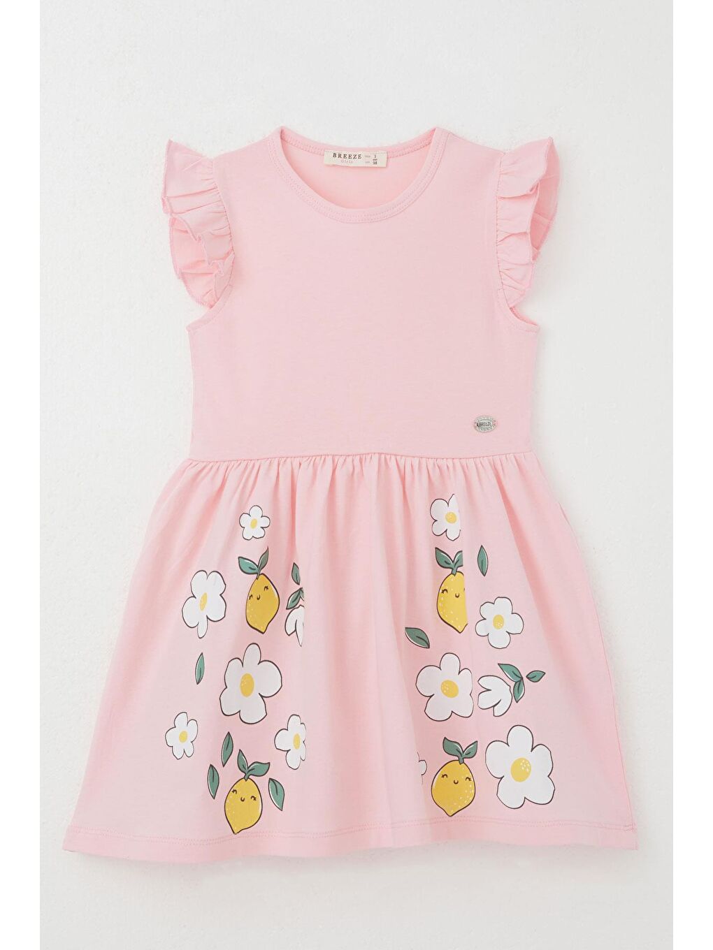 Kız Çocuk Elbise Etek Kısmı Limon & Çiçek Baskılı Pembe (2-4 Yaş)-4