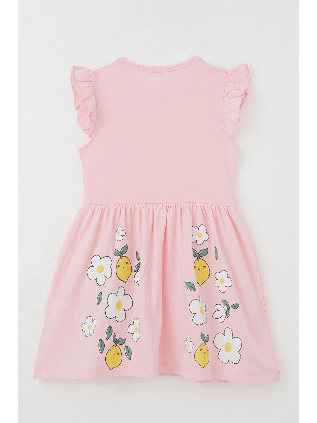 Kız Çocuk Elbise Etek Kısmı Limon & Çiçek Baskılı Pembe (2-4 Yaş)-5