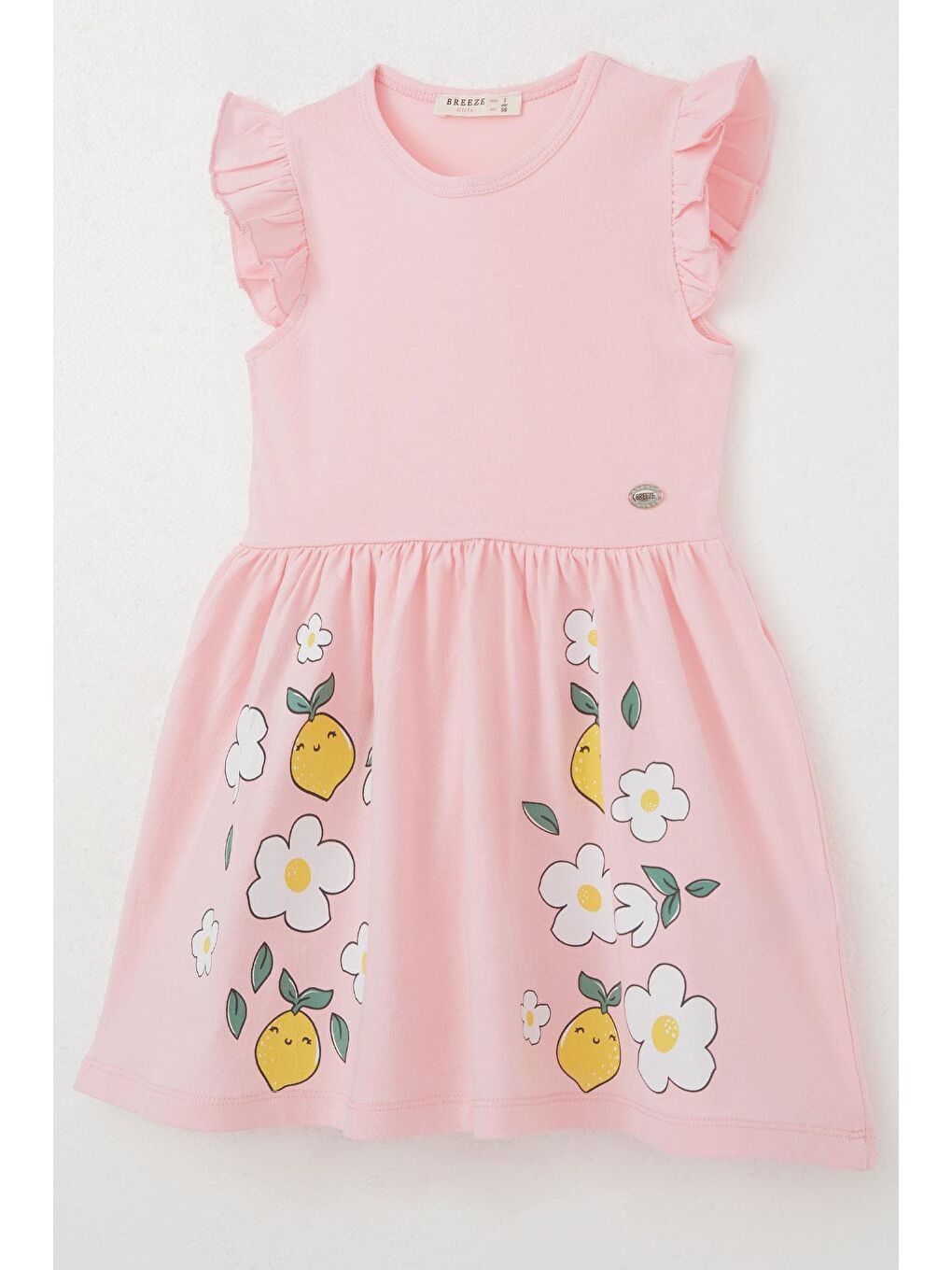 Kız Çocuk Elbise Etek Kısmı Limon & Çiçek Baskılı Pembe (2-4 Yaş)-6
