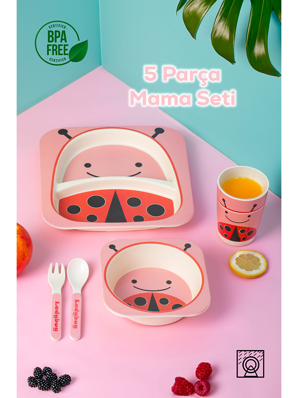 230 Figürlü Mama Seti Bebek Mama Tabağı Bambu Mama Seti Yemek Mama Seti Çocuk Yemek Seti - Takımı