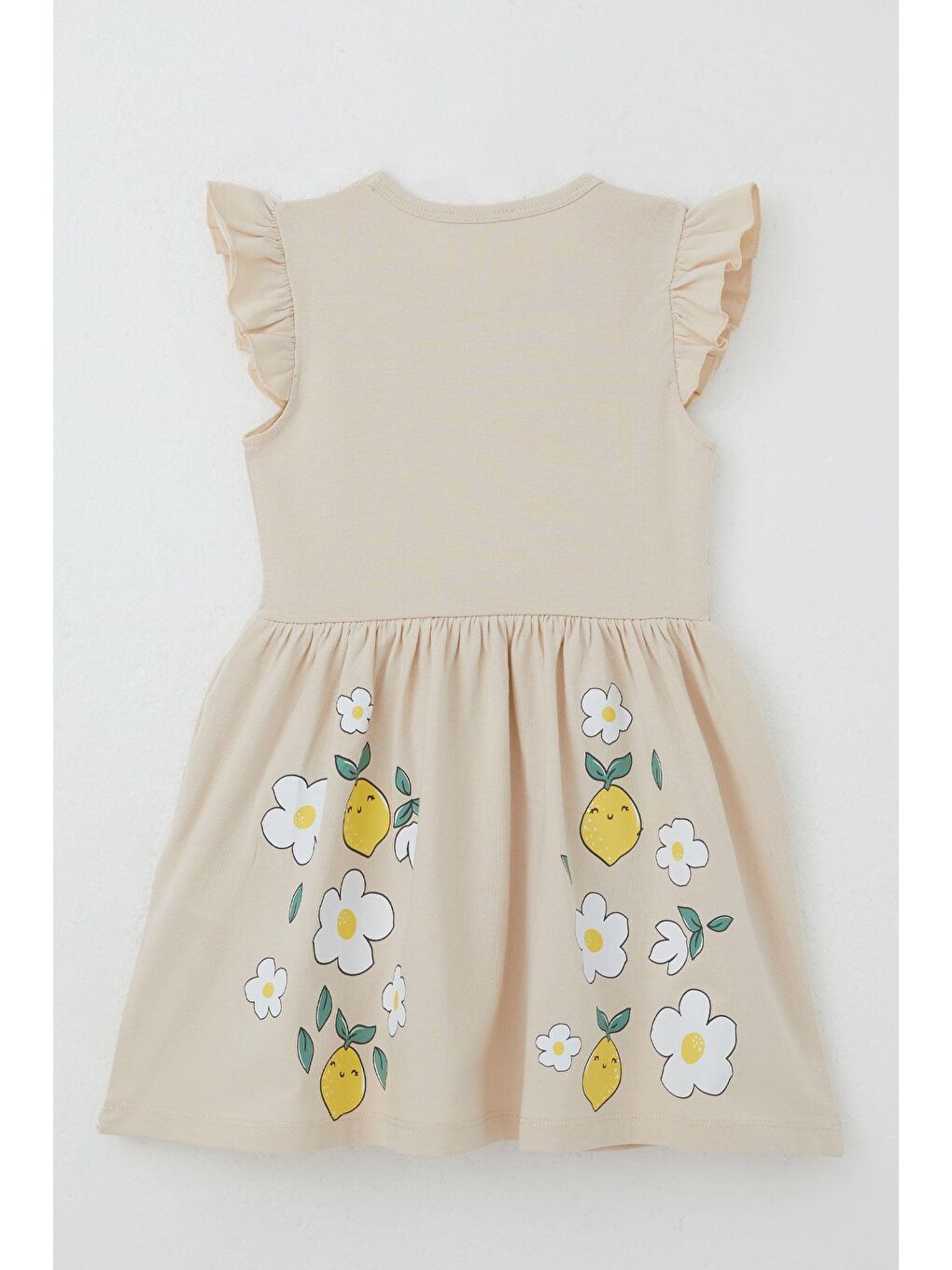 Kız Çocuk Elbise Etek Kısmı Limon & Çiçek Baskılı Bej (2-4 Yaş)-4