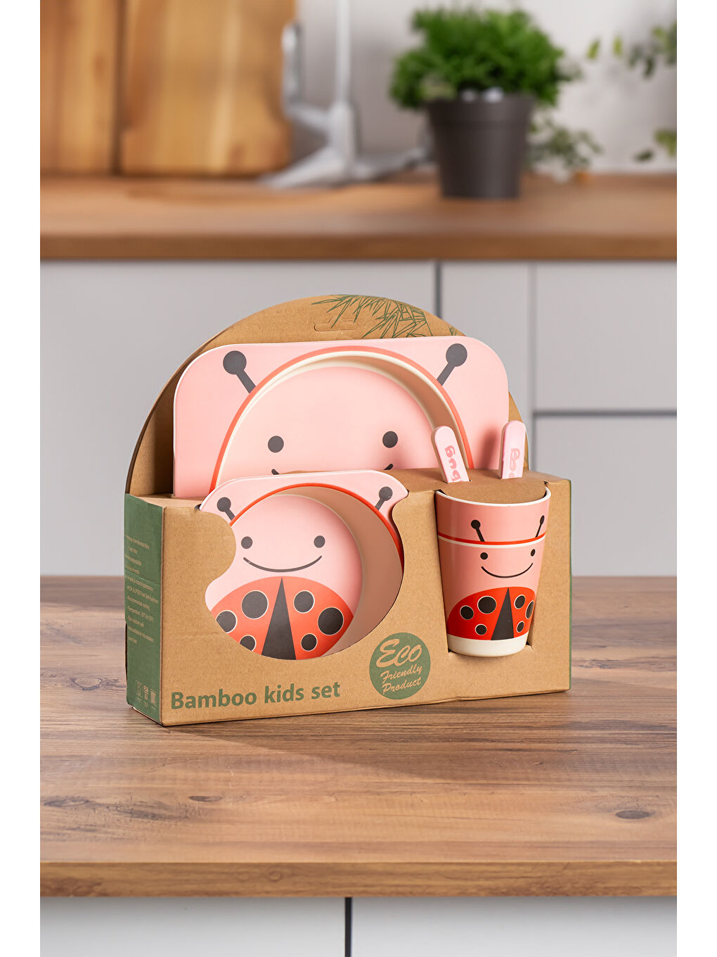 230 Figürlü Mama Seti Bebek Mama Tabağı Bambu Mama Seti Yemek Mama Seti Çocuk Yemek Seti - Takımı-4