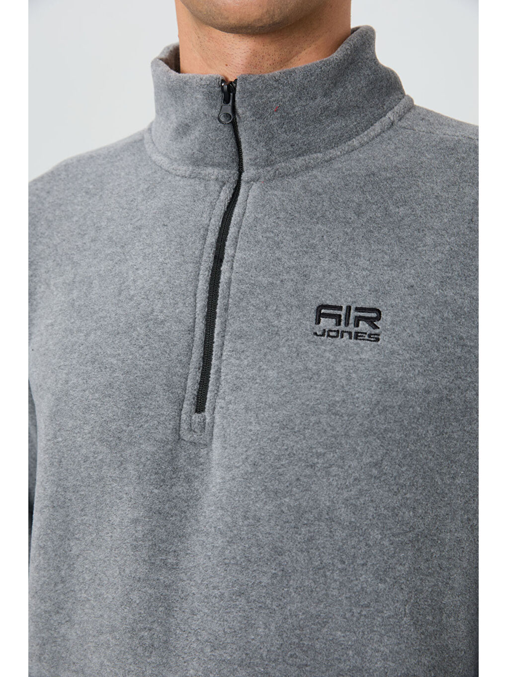 River Gri Melanj Dik Yaka Erkek Polar Sweatshirt - 88310-2