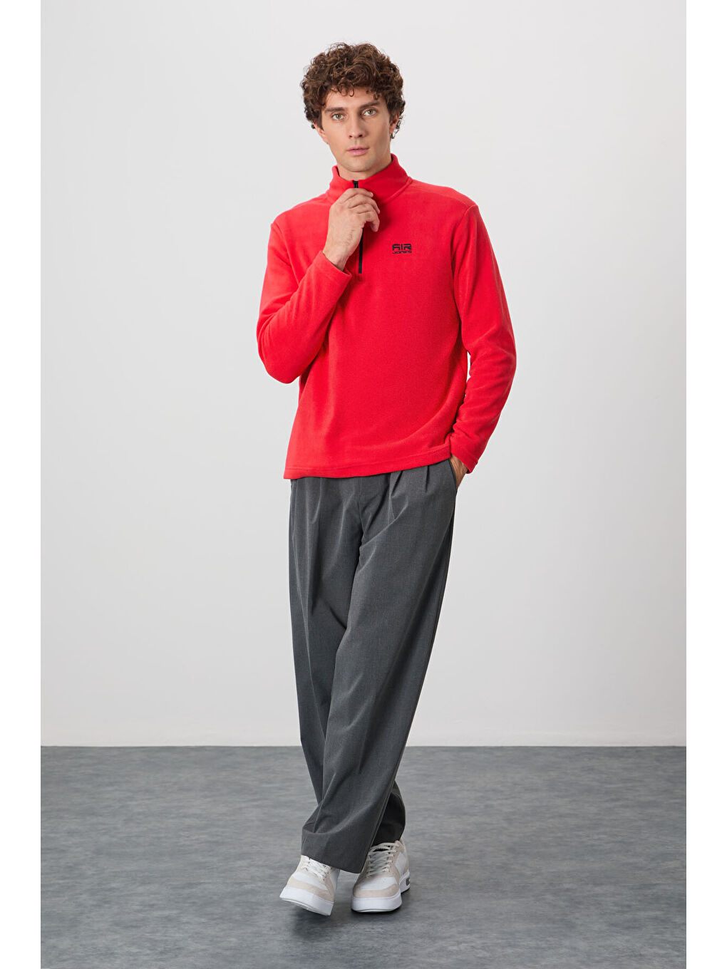 Kırmızı River Fiesta Dik Yaka Erkek Polar Sweatshirt - 88310-1