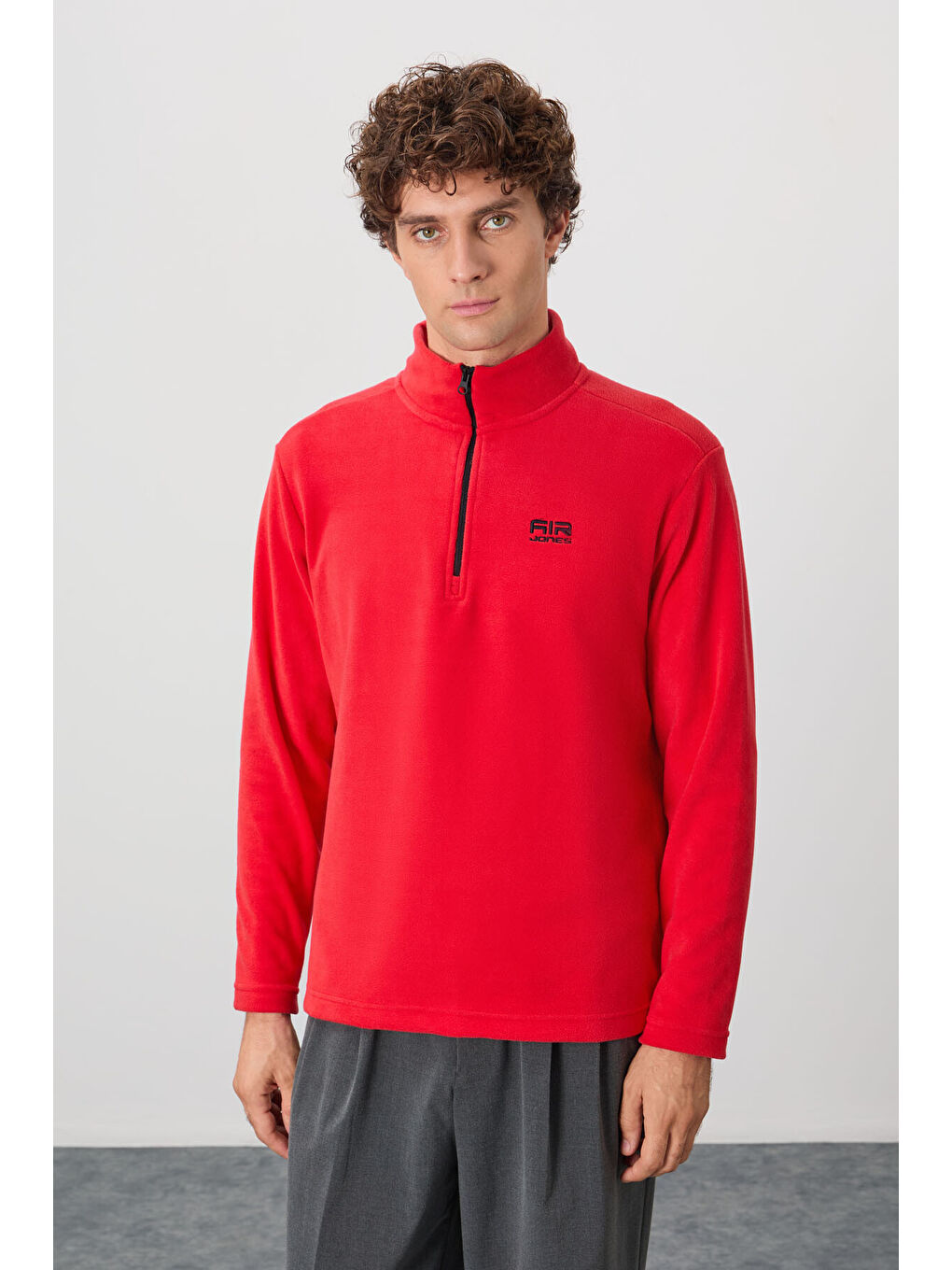 Kırmızı River Fiesta Dik Yaka Erkek Polar Sweatshirt - 88310-3