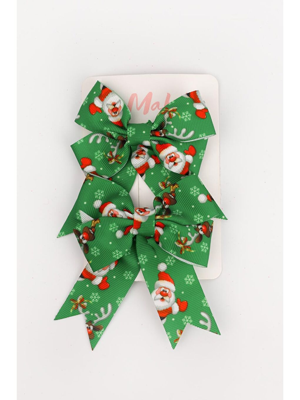 Yeşil Yılbaşı Temalı 2'li Kız Çocuk Fiyonk Klips Toka-1