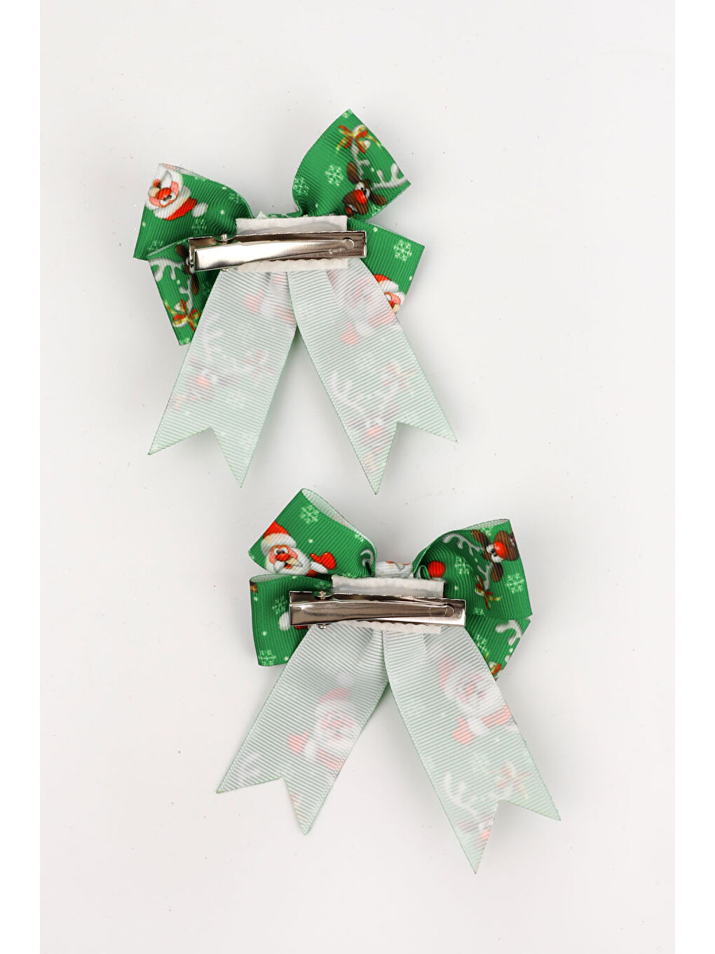 Yeşil Yılbaşı Temalı 2'li Kız Çocuk Fiyonk Klips Toka-3