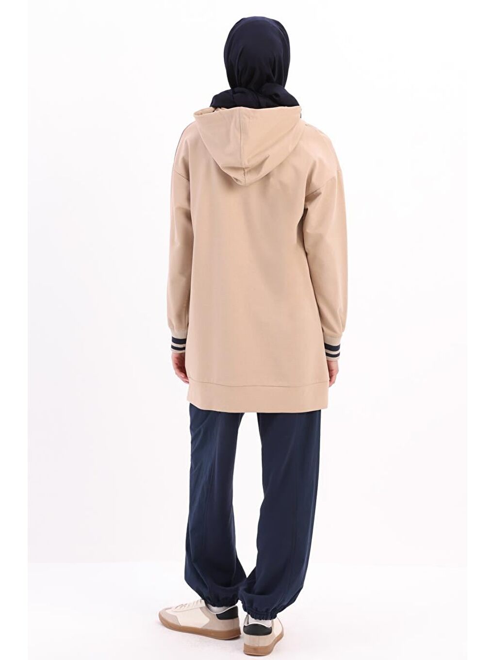 Bej-Nakışlı Manşeti Ribanalı Sweat-3