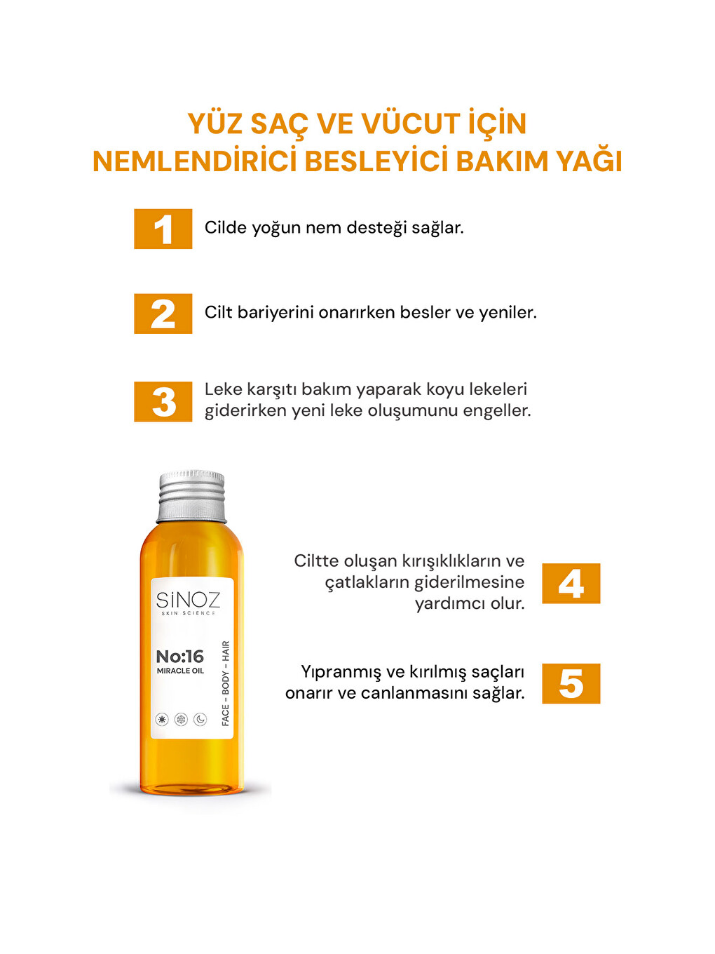 No:16 Nemlendirici Besleyici Yenileyici Işıltı Verici Mucizevi Onarıcı Bakım Yağı 100 Ml-1