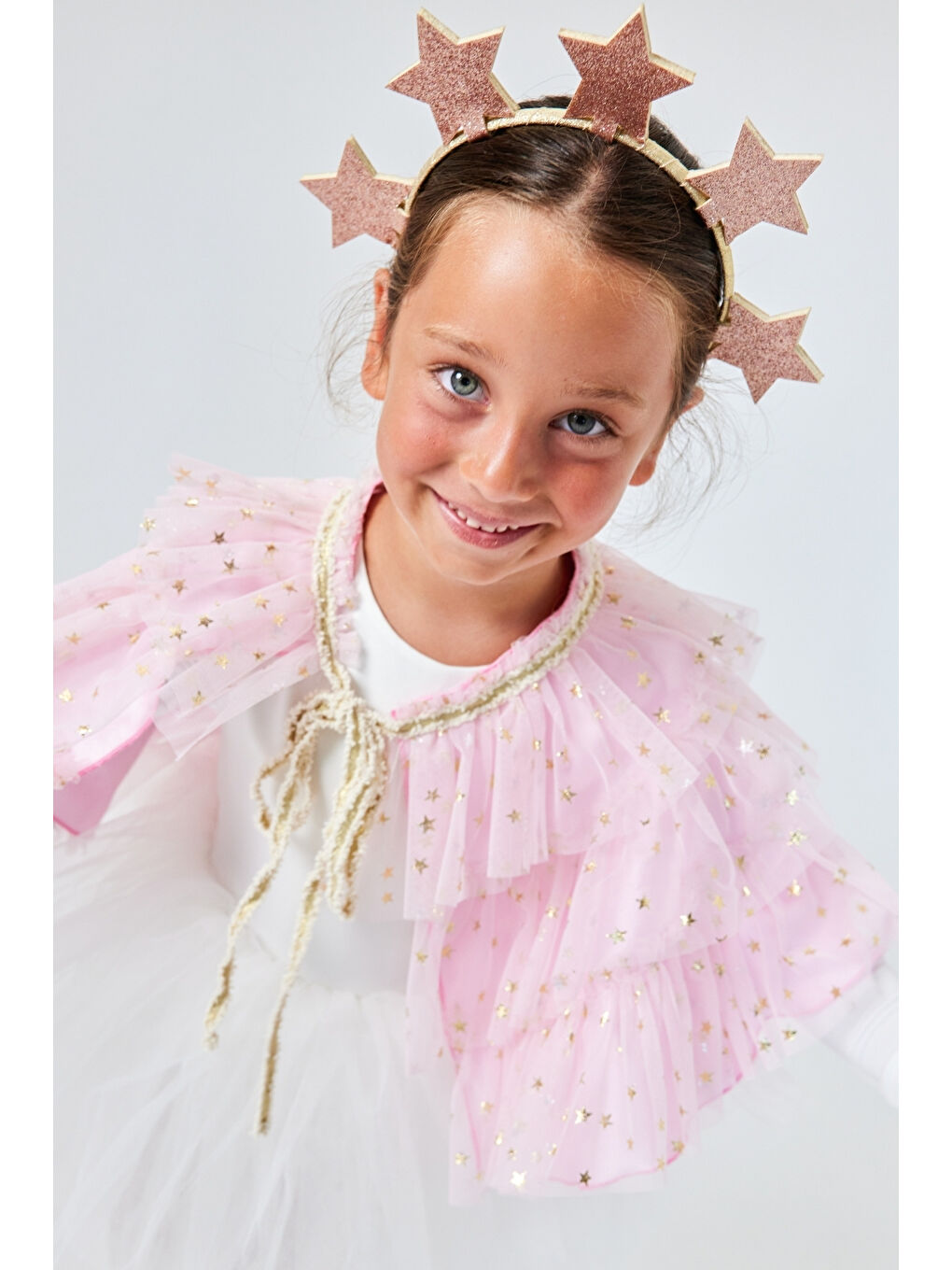 Pembe Rose 5'li Yıldız Figürlü Kız Çocuk Taç-1