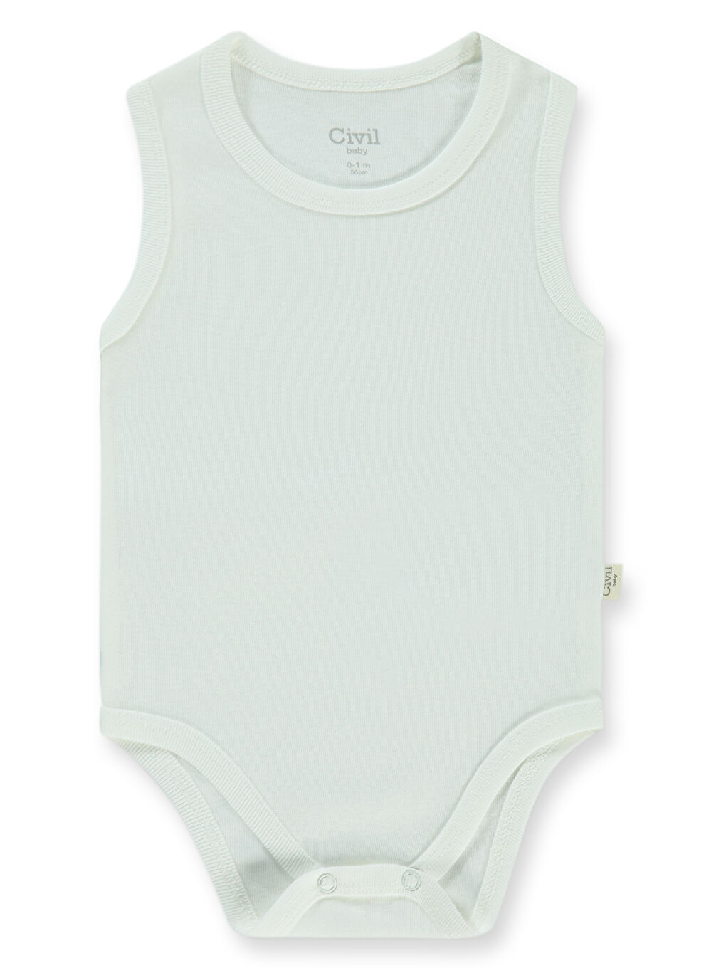 Civil Baby Bebek Sıfır Kol Çıtçıtlı Badi 0-1 Ay Beyaz