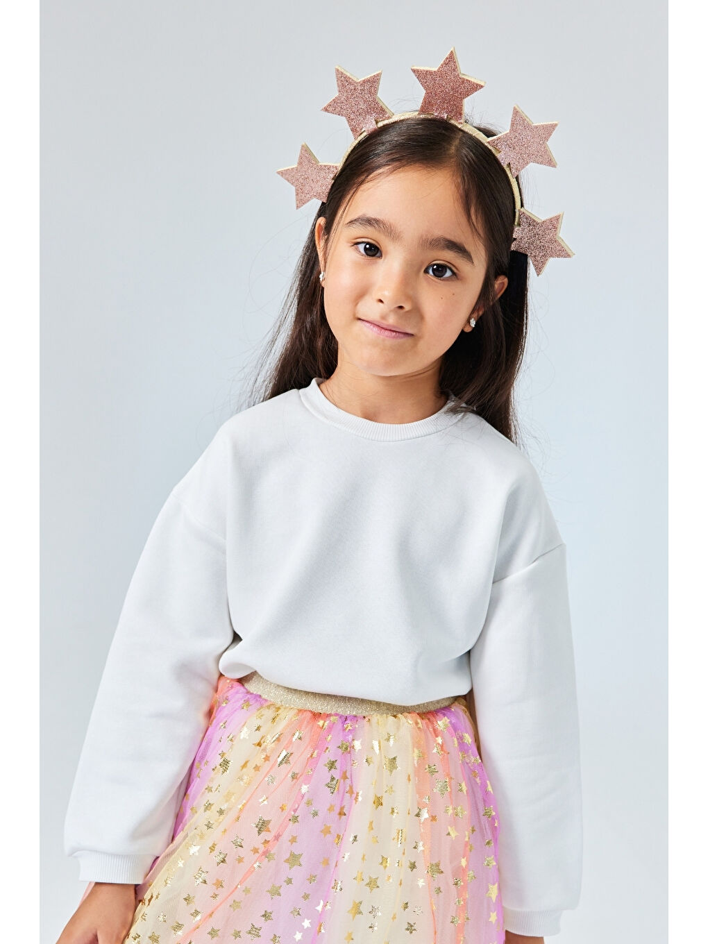 Pembe Rose 5'li Yıldız Figürlü Kız Çocuk Taç-2